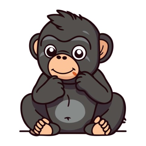 Monkey Crying   Cartoon Vector Illustration