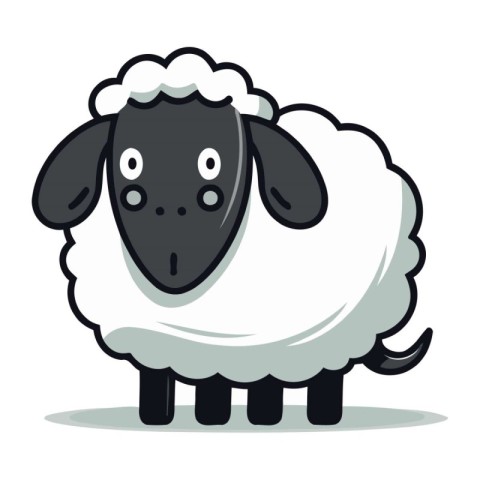 Sheep Cartoon Character Vector Illustration. Cute Farm Animal Co