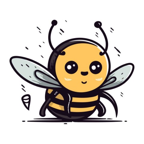 Cute cartoon bee. Vector illustration. Isolated on white backgro