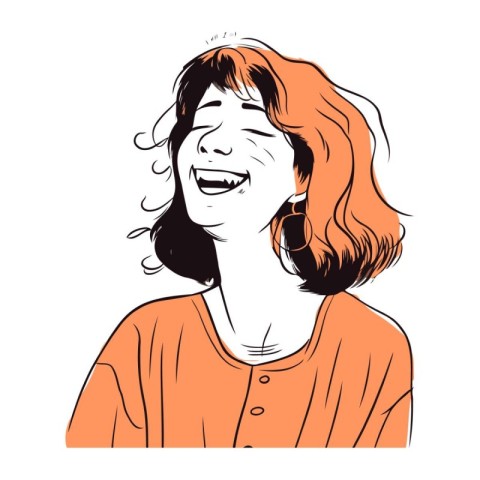 Portrait of a happy woman. Vector illustration on white backgrou