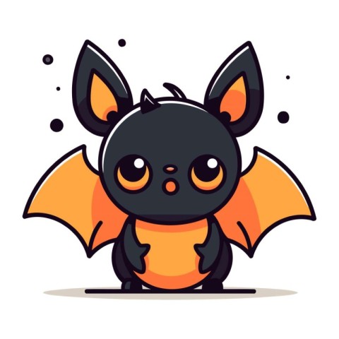 Cute little bat character in cartoon style. Halloween vector ill