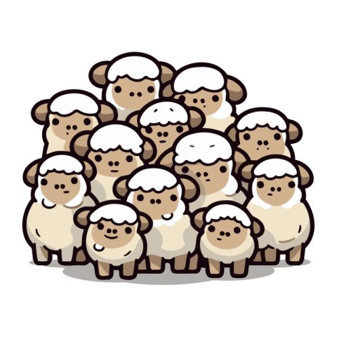 Sheep family cartoon character vector illustration. Cute sheep f