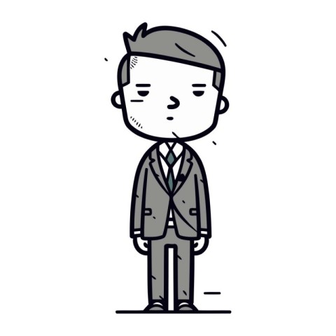 illustration of a man wearing a suit with hands in pockets.