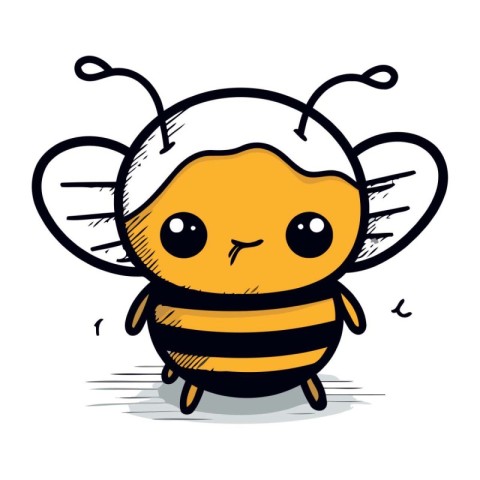 Cute cartoon bee. Vector illustration. Isolated on white backgro