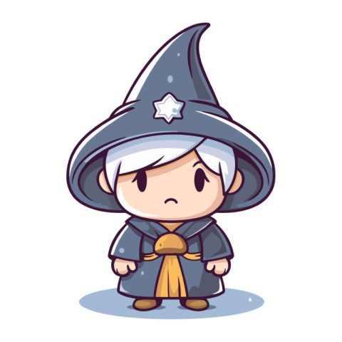 Cute little boy dressed as a witch. Cartoon vector illustration.