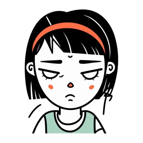 Sad girl cartoon icon. Vector illustration of sad girl cartoon i