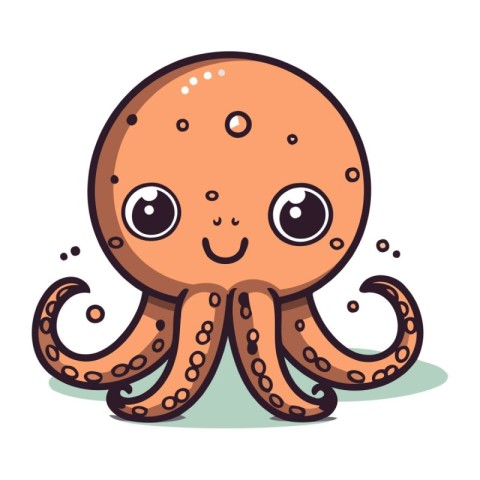 Cute cartoon octopus. Vector illustration isolated on white back