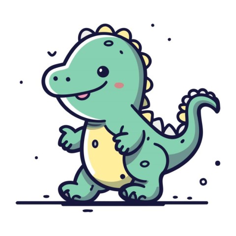 Cute cartoon dinosaur. Vector illustration isolated on a white b