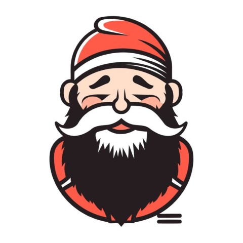 Santa Claus head with beard and moustache. Vector illustration.