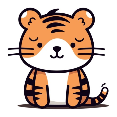 Cute cartoon tiger. Vector illustration isolated on a white back