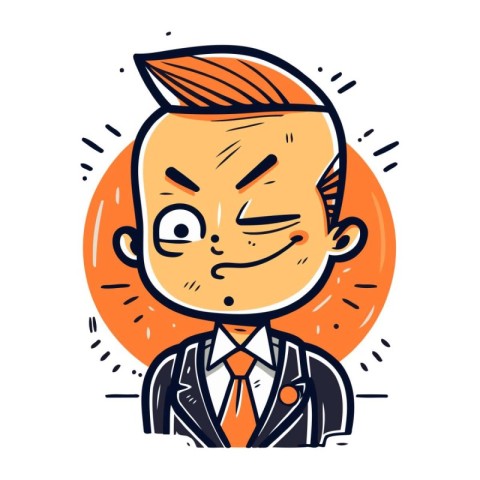 Vector illustration of a man in a business suit. Cartoon style.