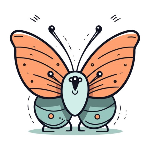 Butterfly cartoon doodle vector illustration. Isolated butterfly