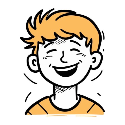 Vector illustration of a happy smiling boy in yellow t shirt.