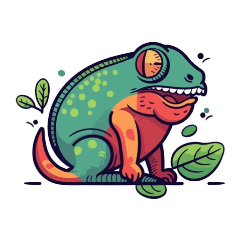 Cartoon chameleon. Vector illustration of cartoon chameleon.