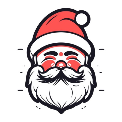 Santa claus face with beard and mustache. Vector illustration is