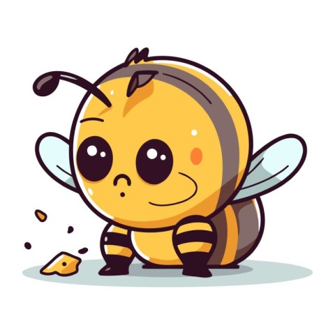 Cute cartoon bee. Vector illustration. Isolated on white backgro