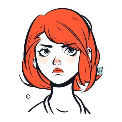 Portrait of a young woman with red hair. Vector illustration.