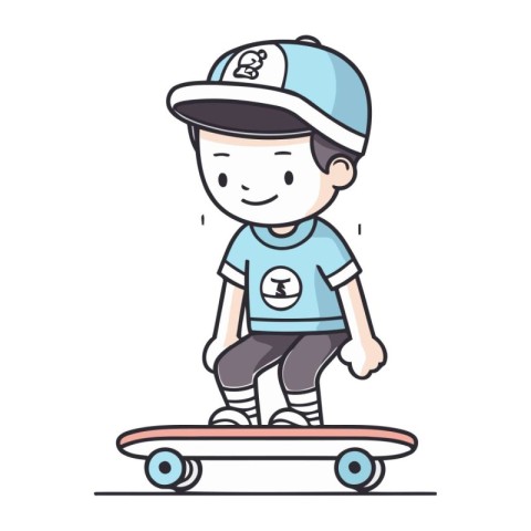 Boy riding skateboard. Vector illustration. Cute cartoon charact