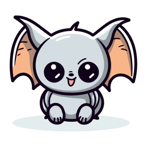 Cute cartoon bat. Vector illustration isolated on white backgrou