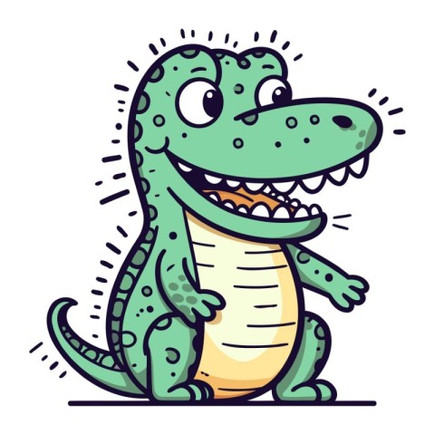 Cute cartoon crocodile. Vector illustration isolated on white ba