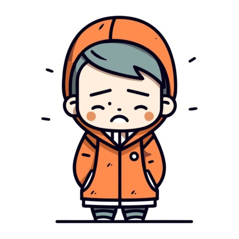 Character illustration design. Cute boy dressed in winter clothe