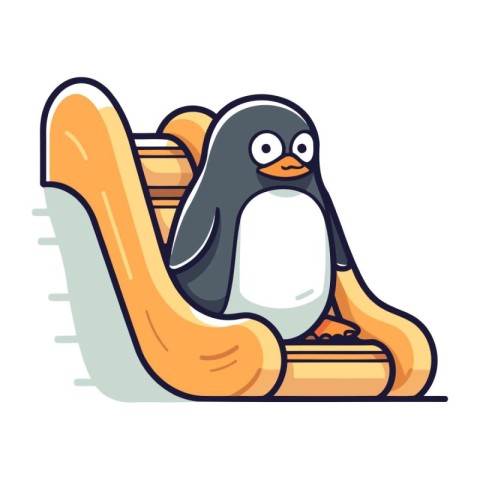 Penguin slide icon. Cute cartoon penguin illustration.