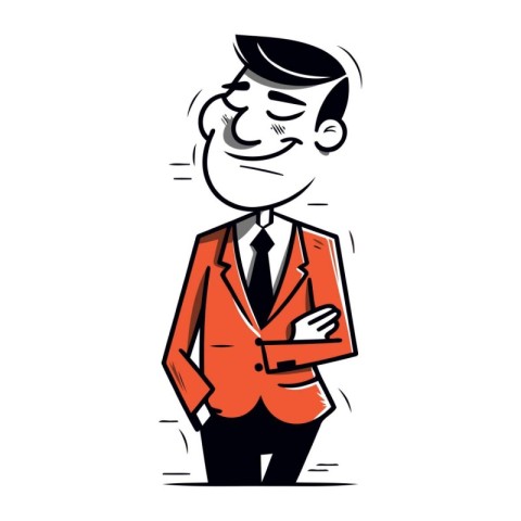 Vector illustration of a man in an orange suit standing with his