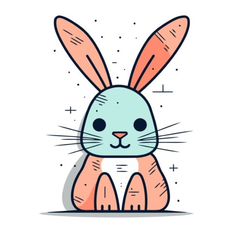 Cute cartoon rabbit. Vector illustration in doodle style.