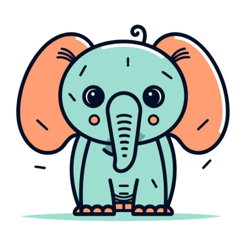 Cute cartoon elephant. Vector illustration in doodle style.