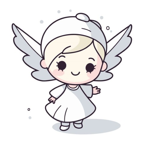 Cute Angel Girl Vector Illustration. Cartoon Character Design Se