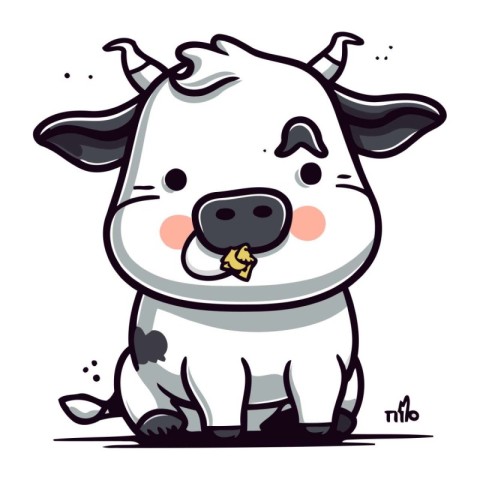 Vector illustration of Cute cartoon cow. Isolated on white backg