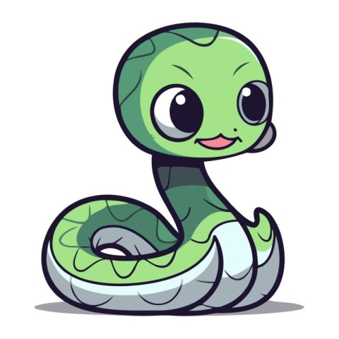 Cute snake character cartoon style vector illustration. Adorable