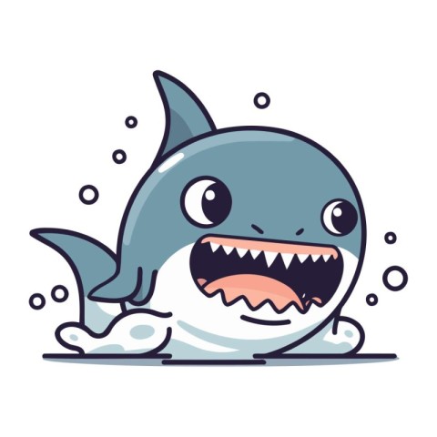 Cute cartoon shark. Vector illustration isolated on a white back