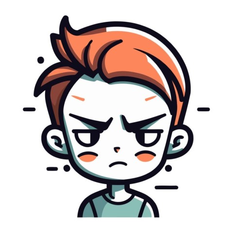 Angry cartoon boy. Vector illustration isolated on a white backg