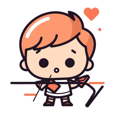 Cute boy with bow and arrow. Vector illustration in cartoon styl