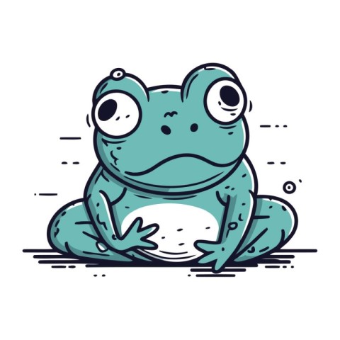 Frog cartoon. Vector illustration in doodle style isolated on wh