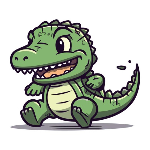 Crocodile running cartoon vector illustration. Cute crocodile ru