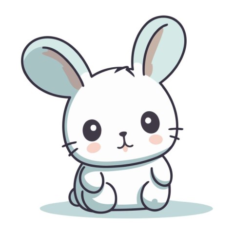 Cute cartoon rabbit. Vector illustration of a cute white rabbit.