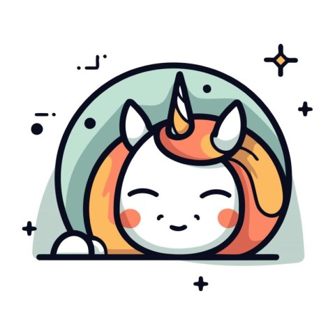 Cute unicorn icon. Vector illustration. Isolated on white backgr