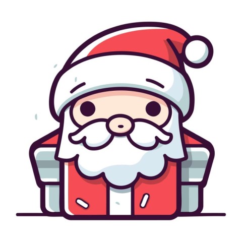 Santa Claus vector illustration. Cute cartoon Santa Claus with b