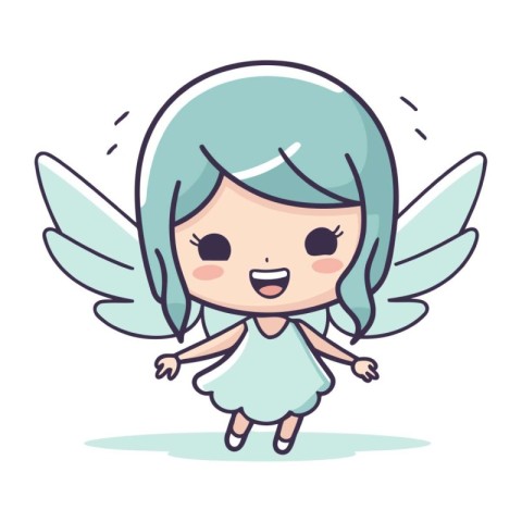 Cute little angel with wings. Vector illustration in cartoon sty