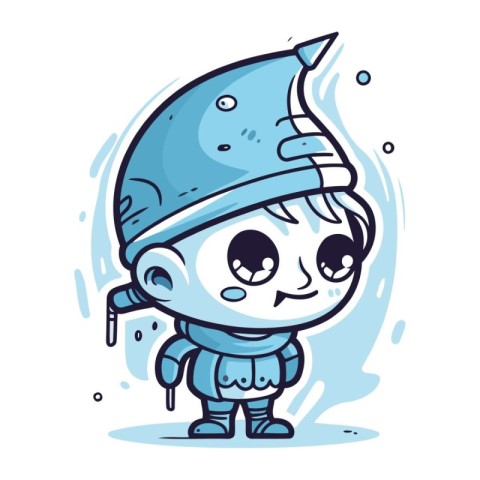 Cute little boy dressed as a medieval knight. Vector illustratio