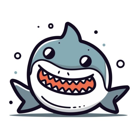 Shark vector illustration. Cute cartoon character. Marine animal