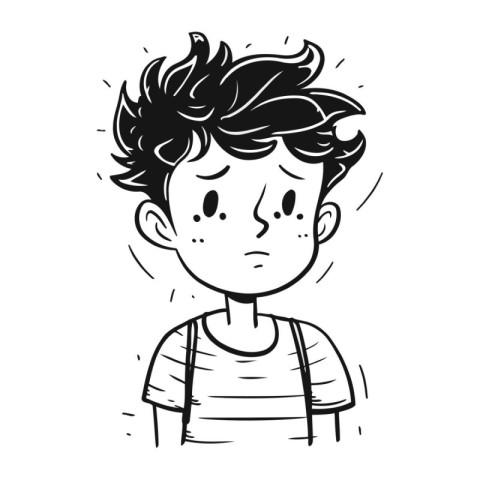 Vector illustration of a boy who has runny nose. runny nose.