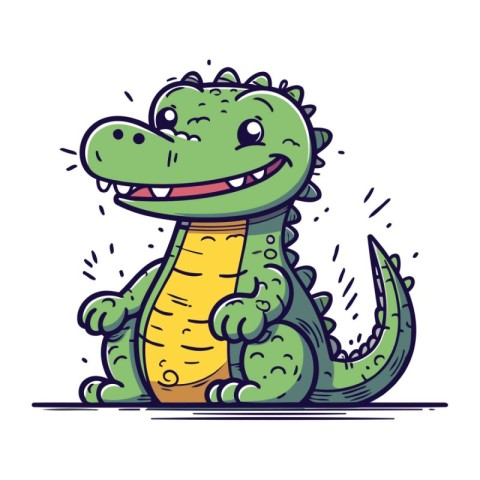 Cute cartoon crocodile. Vector illustration for your design. Cut