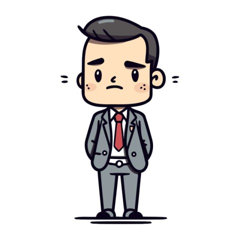 Upset Businessman Wearing Suit   Cartoon Vector Illustration