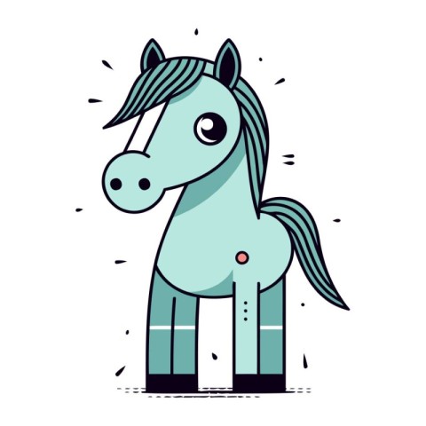 Cute cartoon horse. Vector illustration in flat style. Isolated