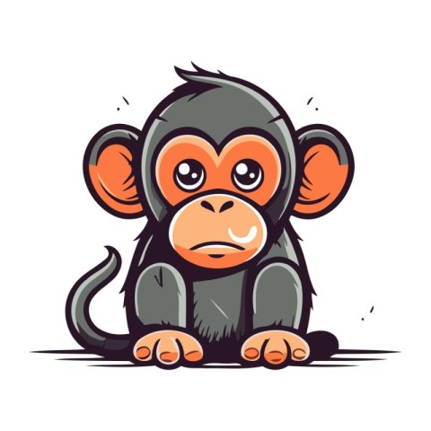 Cute cartoon monkey vector illustration. Isolated on white backg