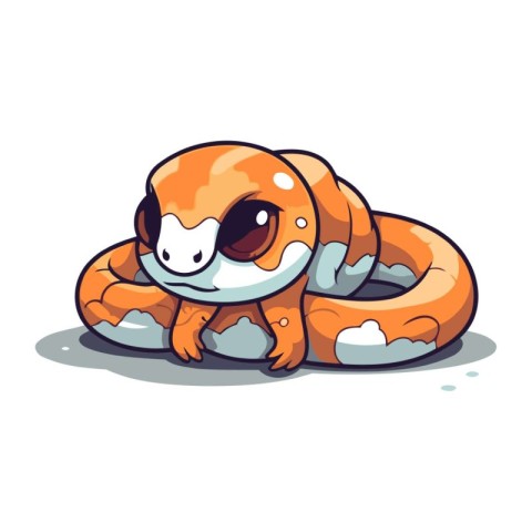 Cute cartoon snake isolated on a white background. Vector illust