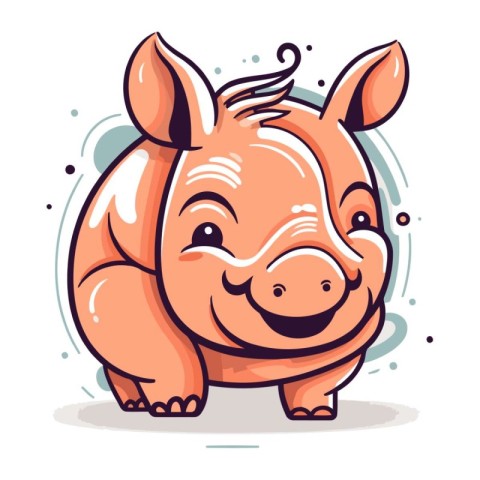 Cute cartoon pig. Vector illustration. Isolated on white backgro